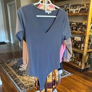 Chic Gray V-Neck Bodysuit